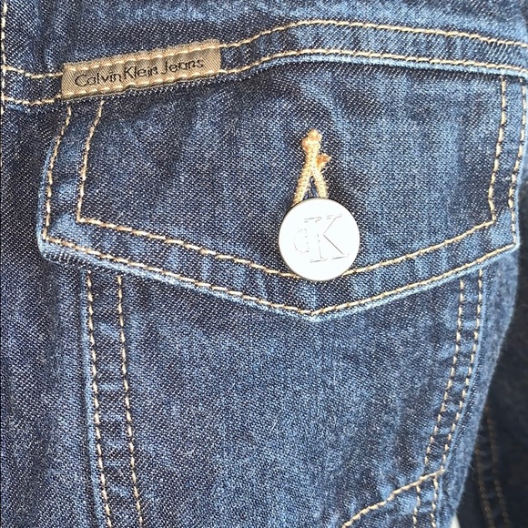 Calvin Klein darker wash blue jean jacket - Picture 5 of 7